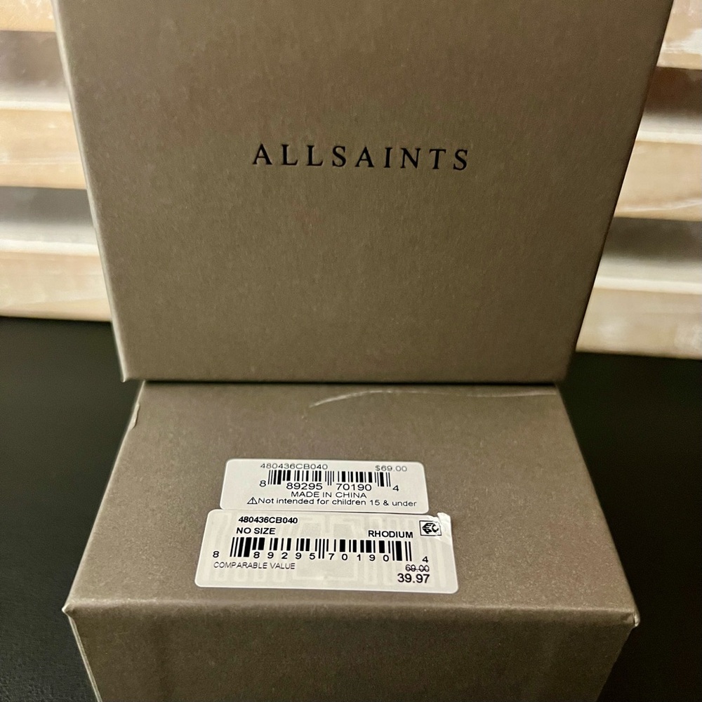 ALLSAINTS Rhodium Faux Pearl Hoop Earrings - Picture 8 of 8